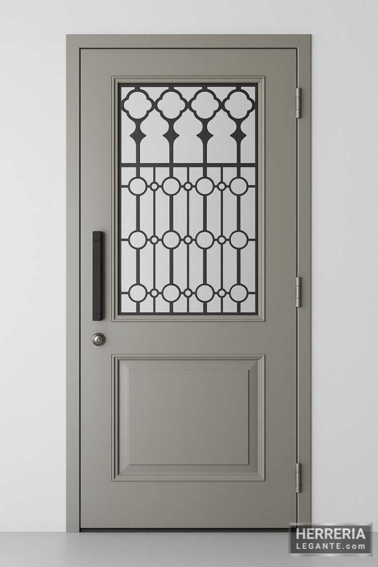 Puerta de herrería moderna para interiores con diseño liviano y elegante